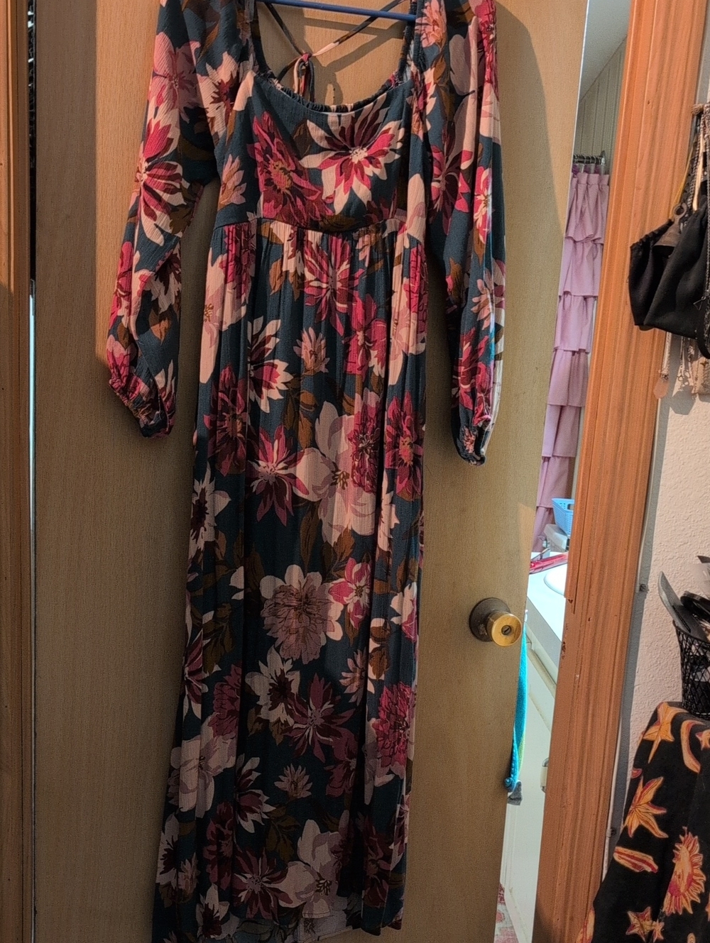 Gilli Boho Floral Maxi Dress in Teal and Pink